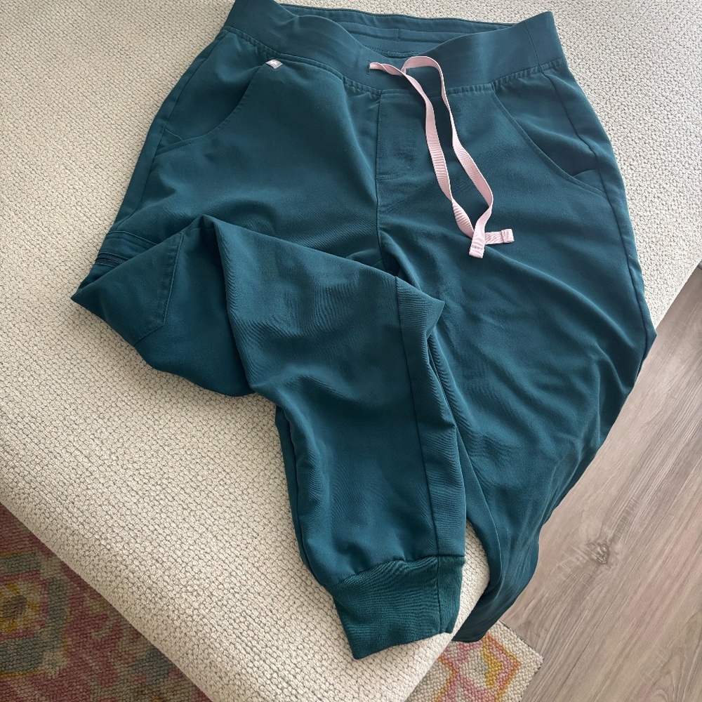 FIGS High Waisted Zamora Jogger Scrub Pants Women’s SMALL Caribbean Blue